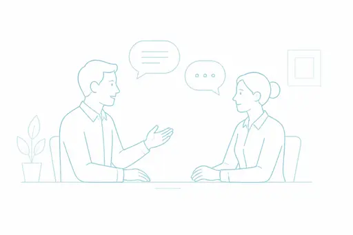 Two people talking